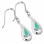 Turquoise Drop Sterling Silver Earrings, e388